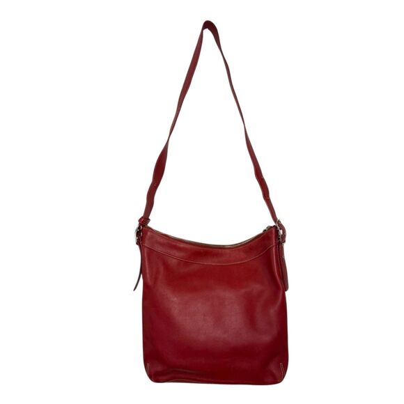 Vtg Coach Legacy Slim Duffle Shoulder Bag Red Leather Adjustable Strap 9188 - Picture 3 of 10